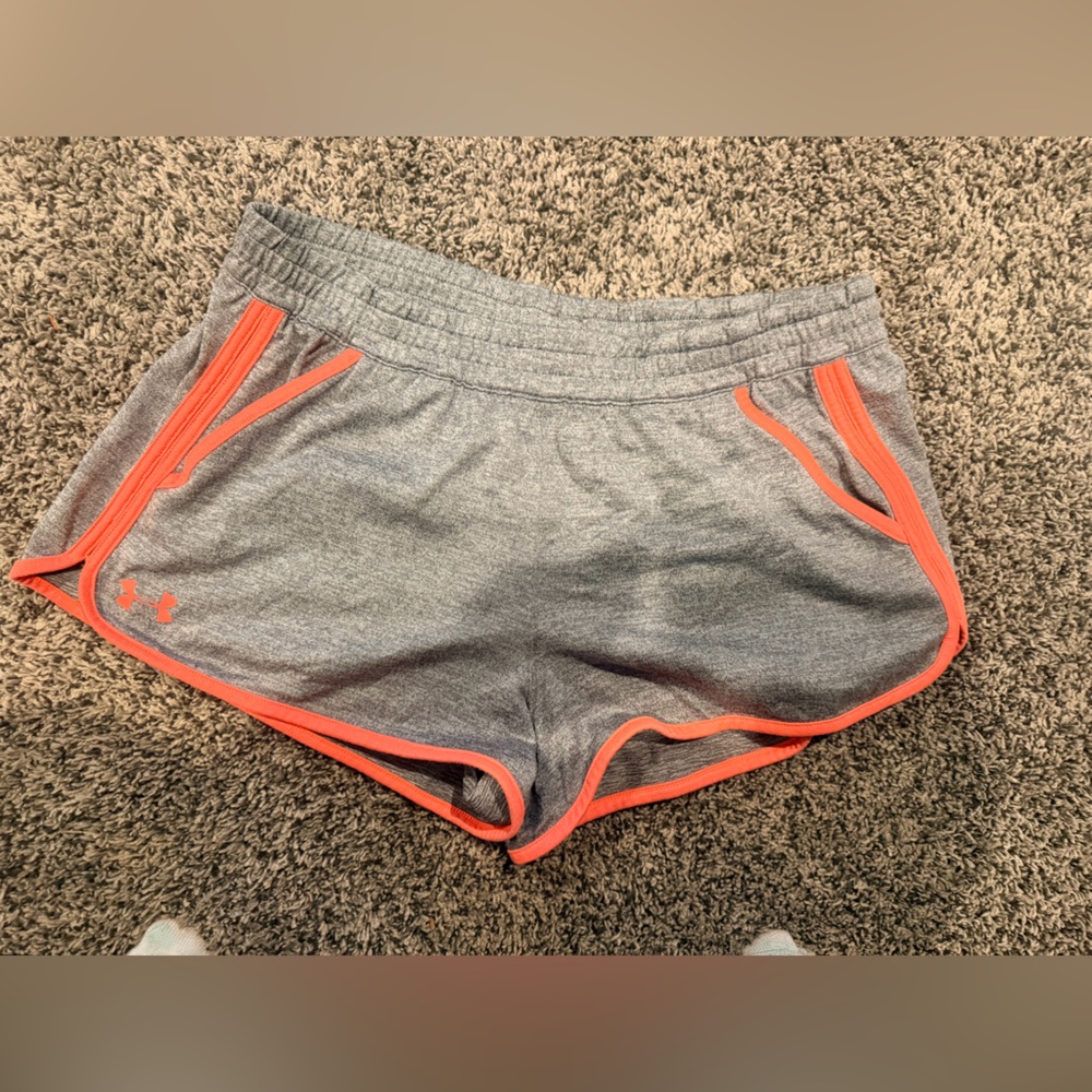 Under Armour Gray Athletic Shorts with Coral Trim